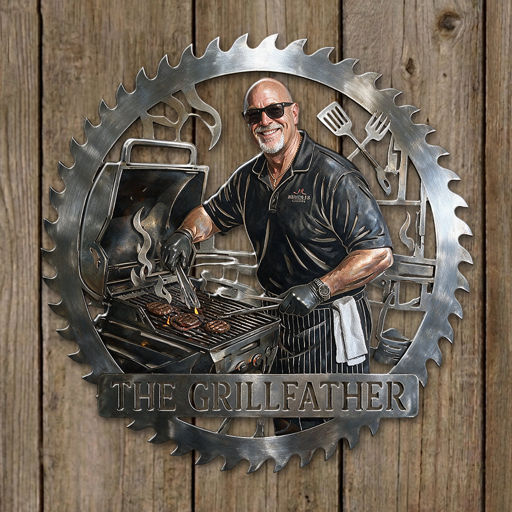 Grill & Bar - Personalized Grilling 3D Printed Cut Metal Sign