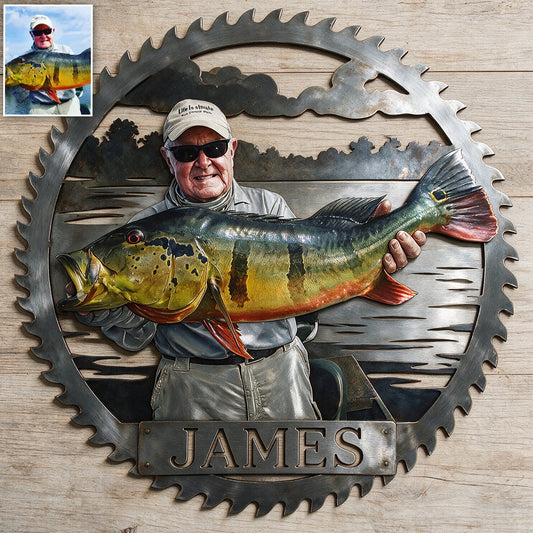 Custom From Any Photo - Personalized Fishing 3D Printed Cut Metal Sign