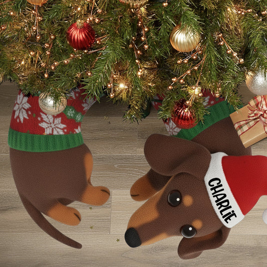 Cute Dachshund Christmas Tree Skirt - Personalized Dachshund Non-Slip Tufted Rug