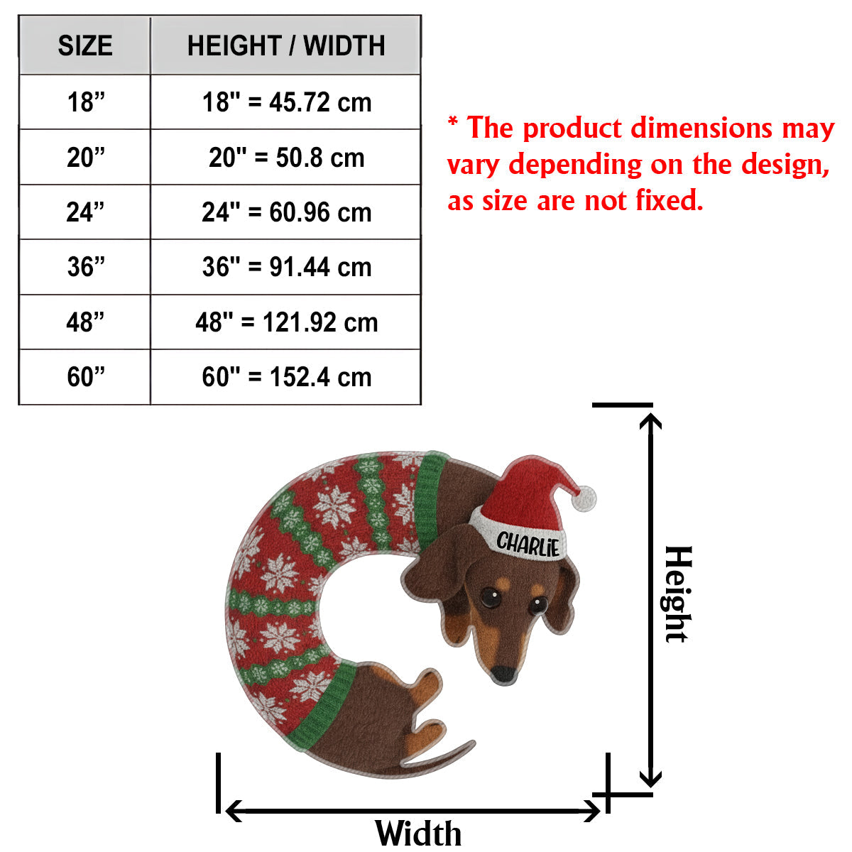 Cute Dachshund Christmas Tree Skirt - Personalized Dachshund Non-Slip Tufted Rug
