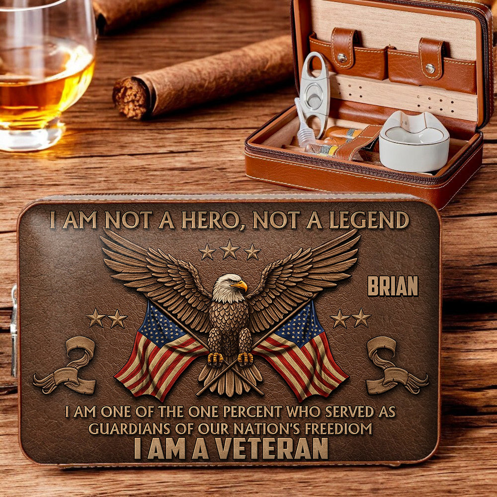 I Am US Veteran - Personalized Veteran Travel Cigar Humidor Case
