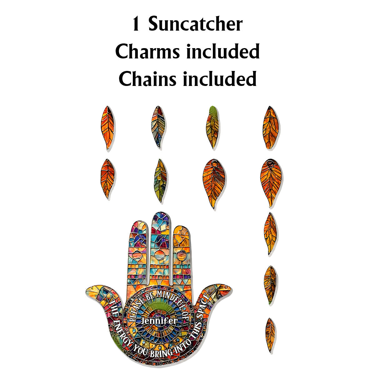 Bitte achtsam sein – Personalisierter Yoga-Fensterhänger mit Anhängern