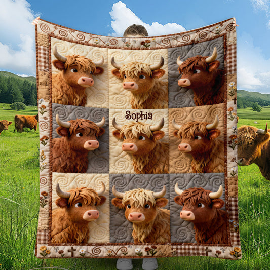 Cute Highland Cow - Personalized Highland Cow Blanket