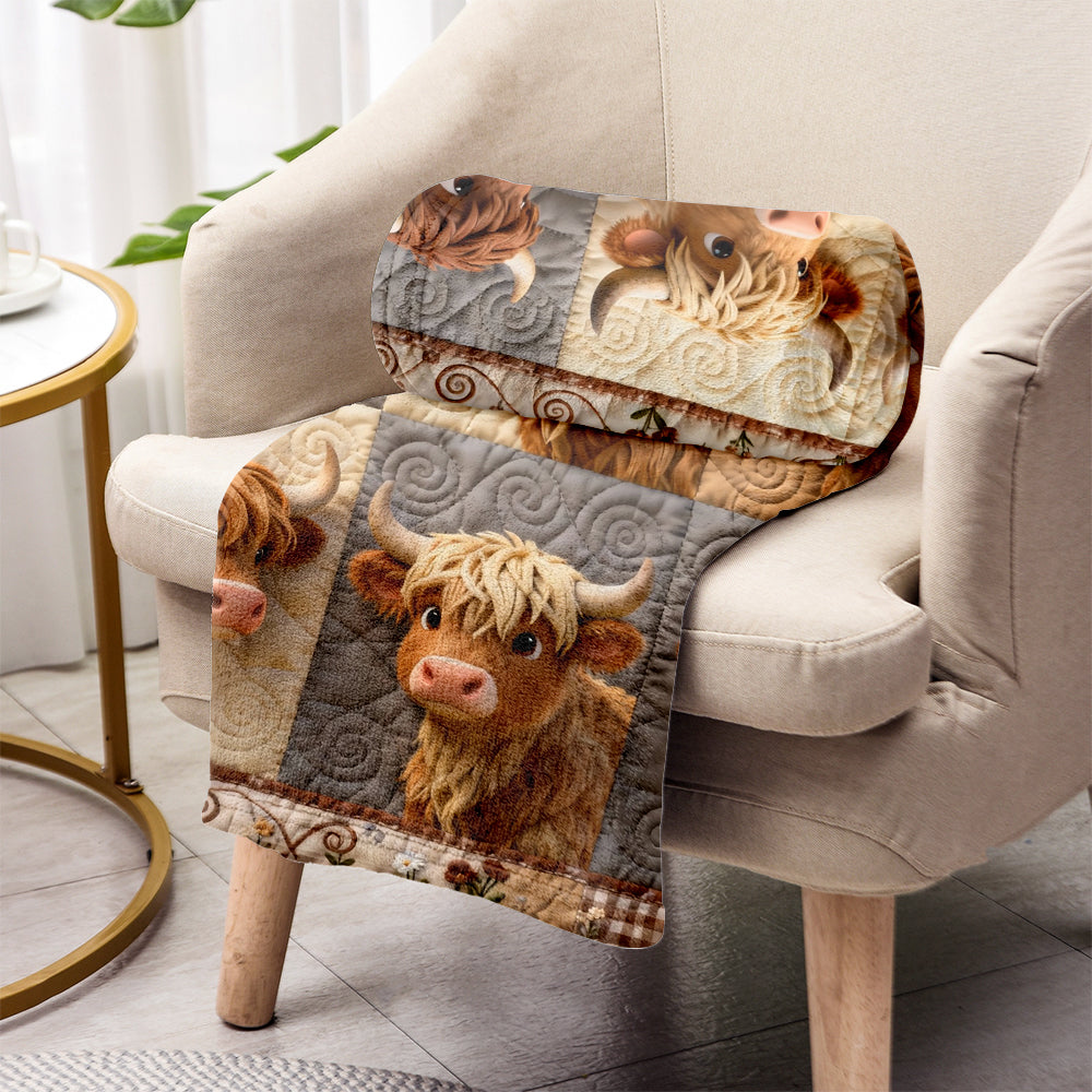 Cute Highland Cow - Personalized Highland Cow Blanket