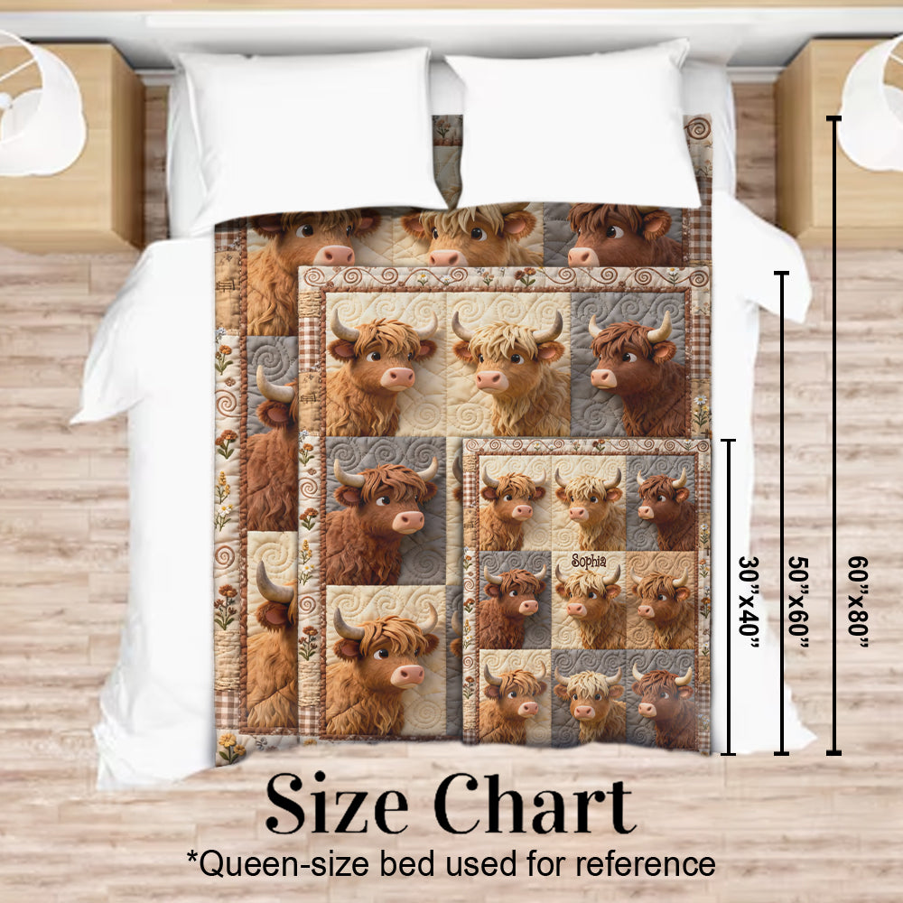 Cute Highland Cow - Personalized Highland Cow Blanket