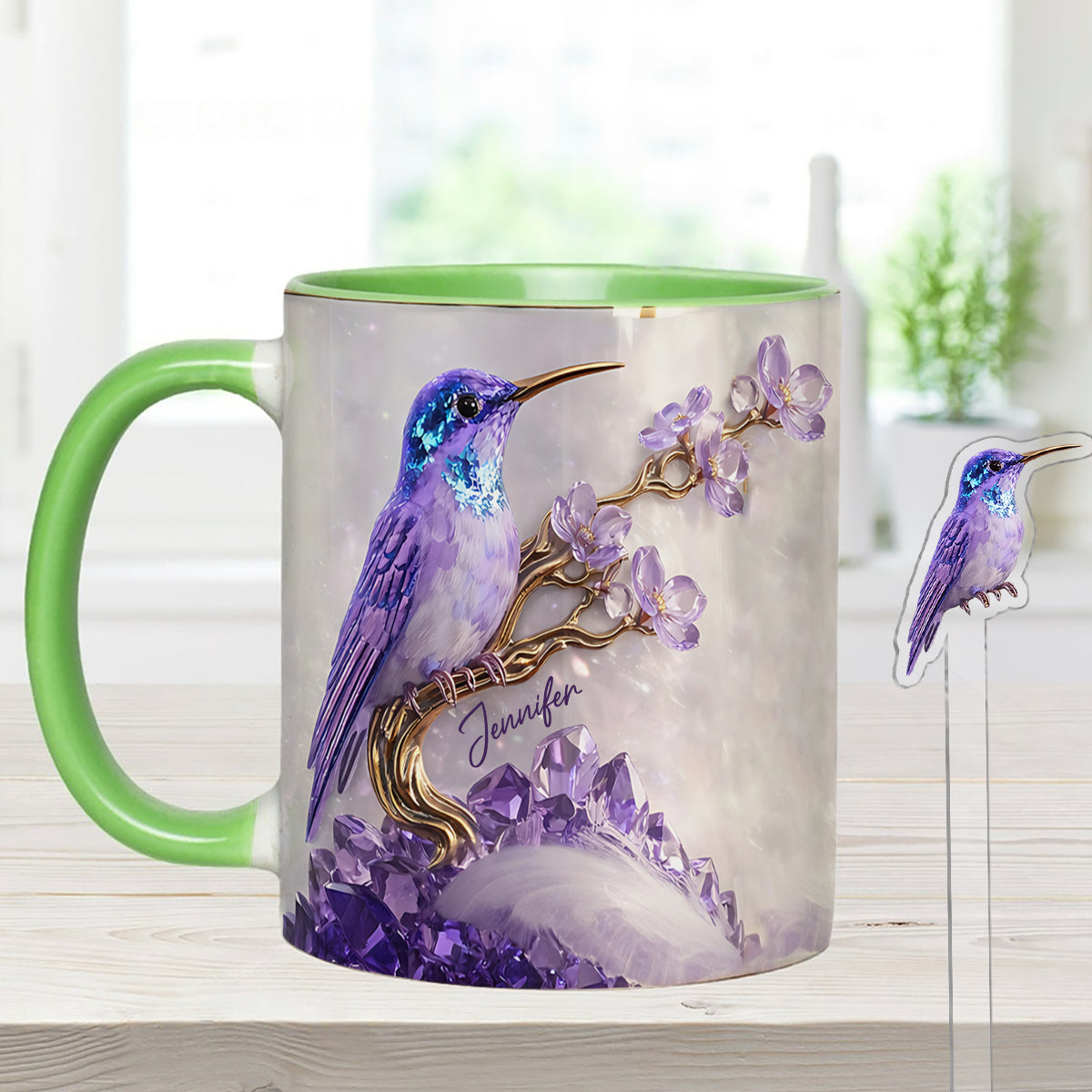 Magnifique Colibri - Mug décoratif personnalisé Colibri avec agitateurs en acrylique