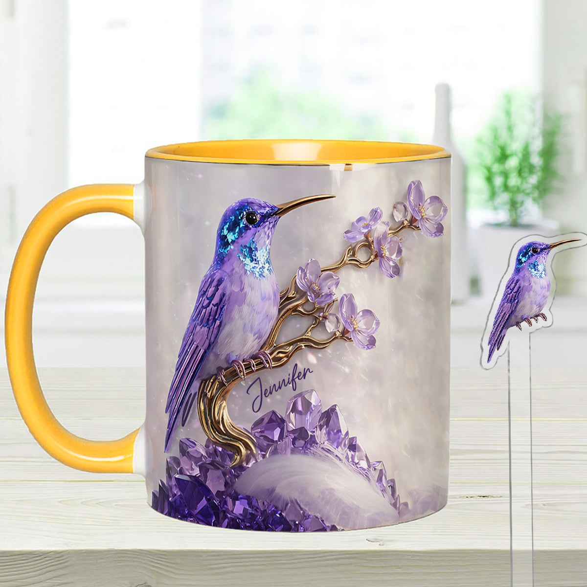 Magnifique Colibri - Mug décoratif personnalisé Colibri avec agitateurs en acrylique