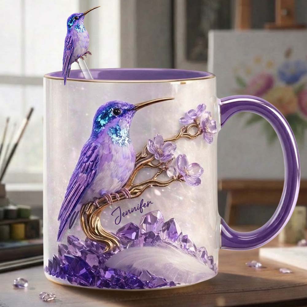Magnifique Colibri - Mug décoratif personnalisé Colibri avec agitateurs en acrylique