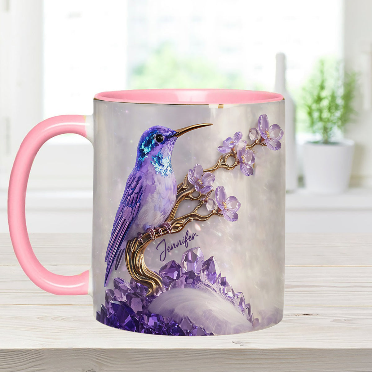 Magnifique Colibri - Mug décoratif personnalisé Colibri avec agitateurs en acrylique