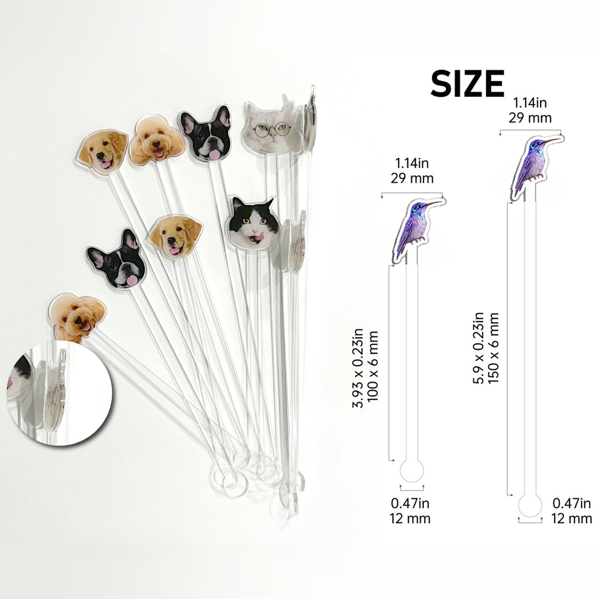 Magnifique Colibri - Mug décoratif personnalisé Colibri avec agitateurs en acrylique