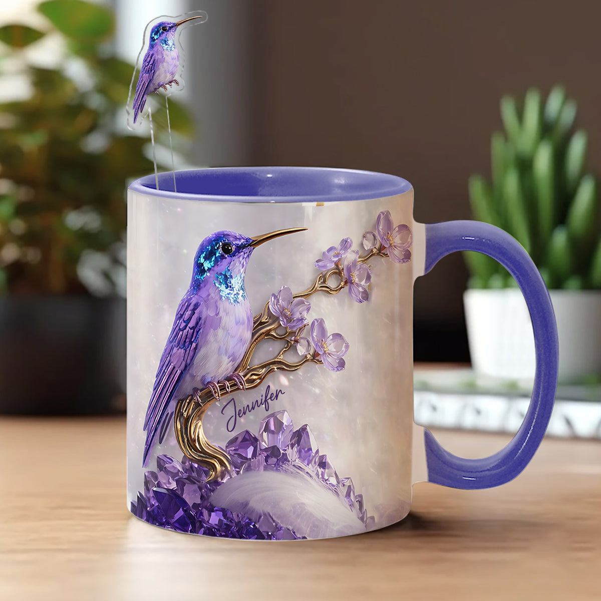 Magnifique Colibri - Mug décoratif personnalisé Colibri avec agitateurs en acrylique