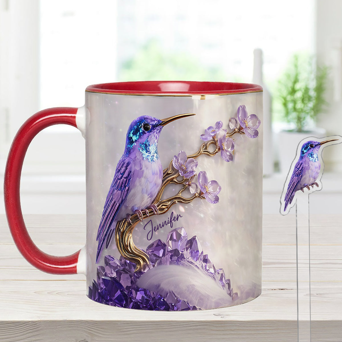 Magnifique Colibri - Mug décoratif personnalisé Colibri avec agitateurs en acrylique