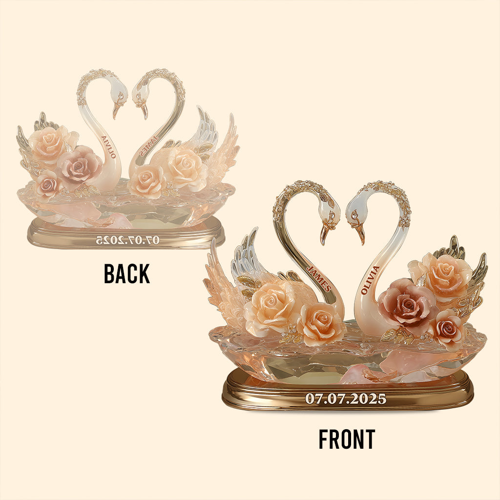 Enternal Love, Swan Couple - Personalized Couple Custom Shaped Acrylic Plaque