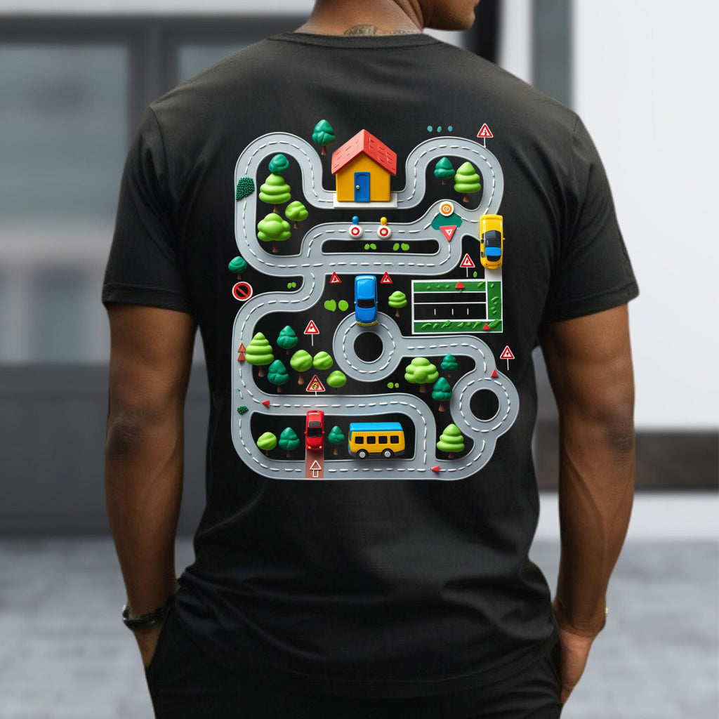 Car Road On Dad's Back - Personalized Father T-shirt And Hoodie