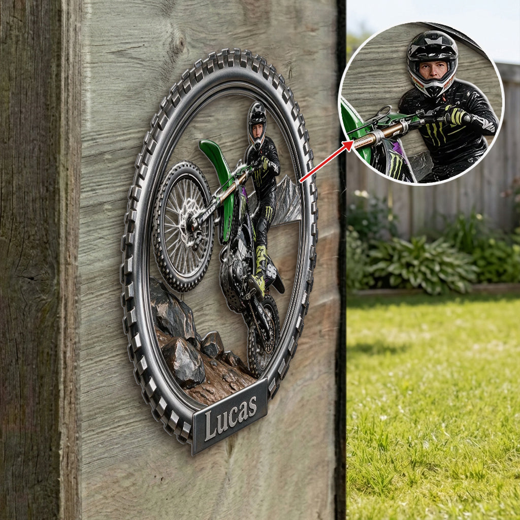 Motorbike Racer - Personalized Dirt Bike 3D Printed Cut Metal Sign