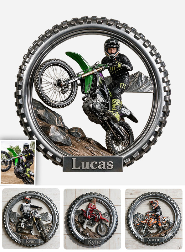 Motorbike Racer - Personalized Dirt Bike 3D Printed Cut Metal Sign