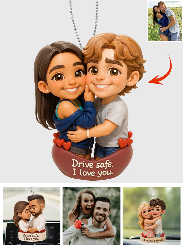 Conduisez prudemment - Ornement de voiture transparent personnalisé pour couple