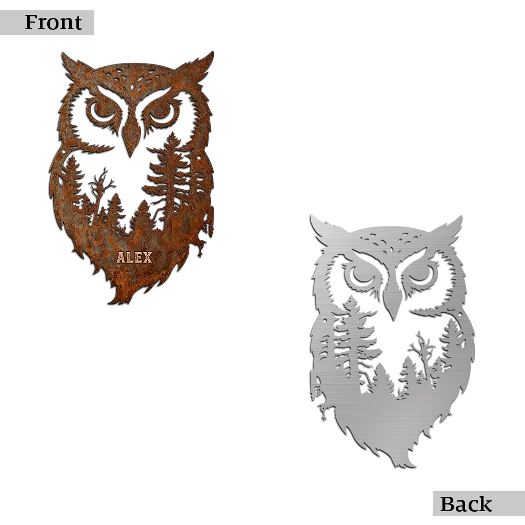 Beautiful Forest Owl - Personalized Owl Cut Metal Sign
