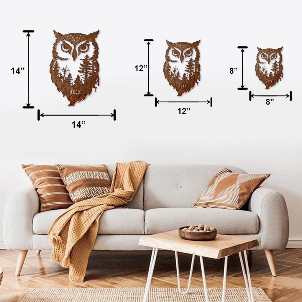 Beautiful Forest Owl - Personalized Owl Cut Metal Sign