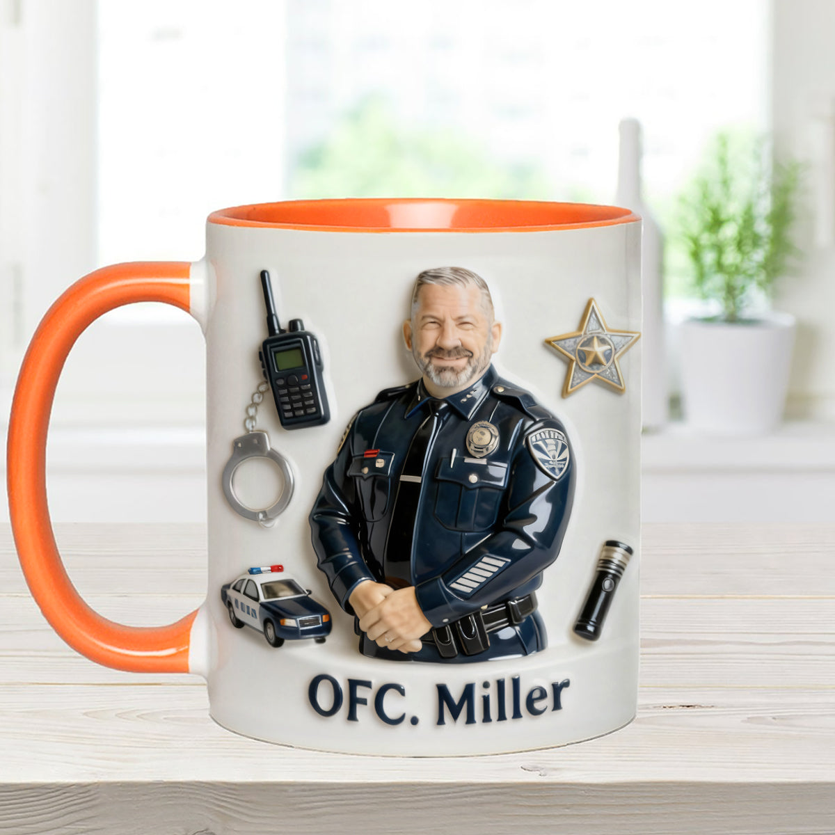 Custom From Any Photo - Personalized Police Officer Set Accent Mug with Acrylic Stirrers