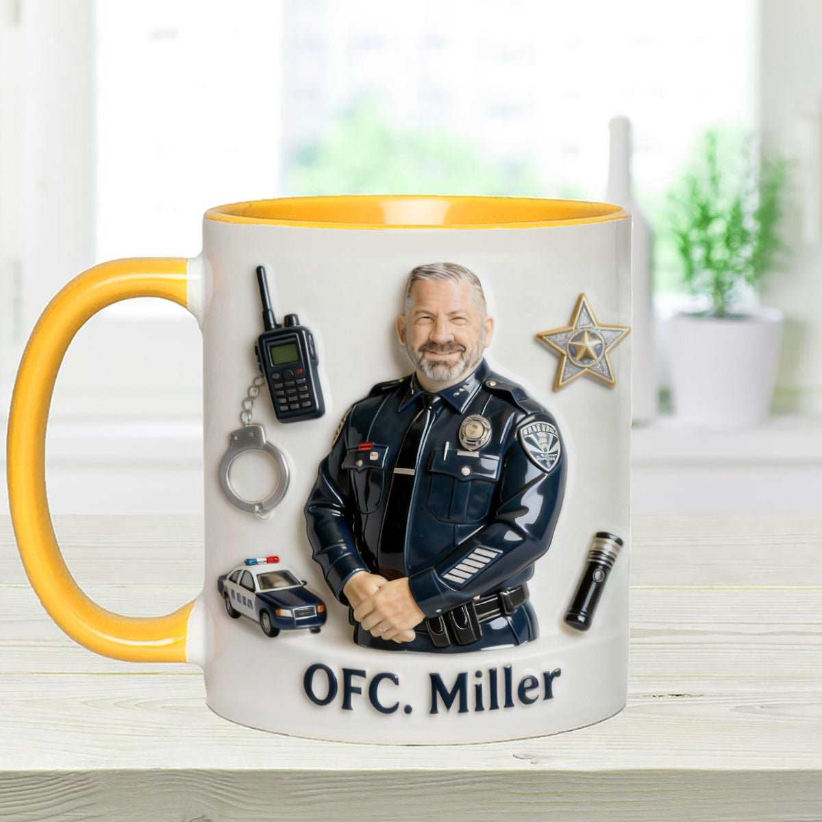 Custom From Any Photo - Personalized Police Officer Set Accent Mug with Acrylic Stirrers
