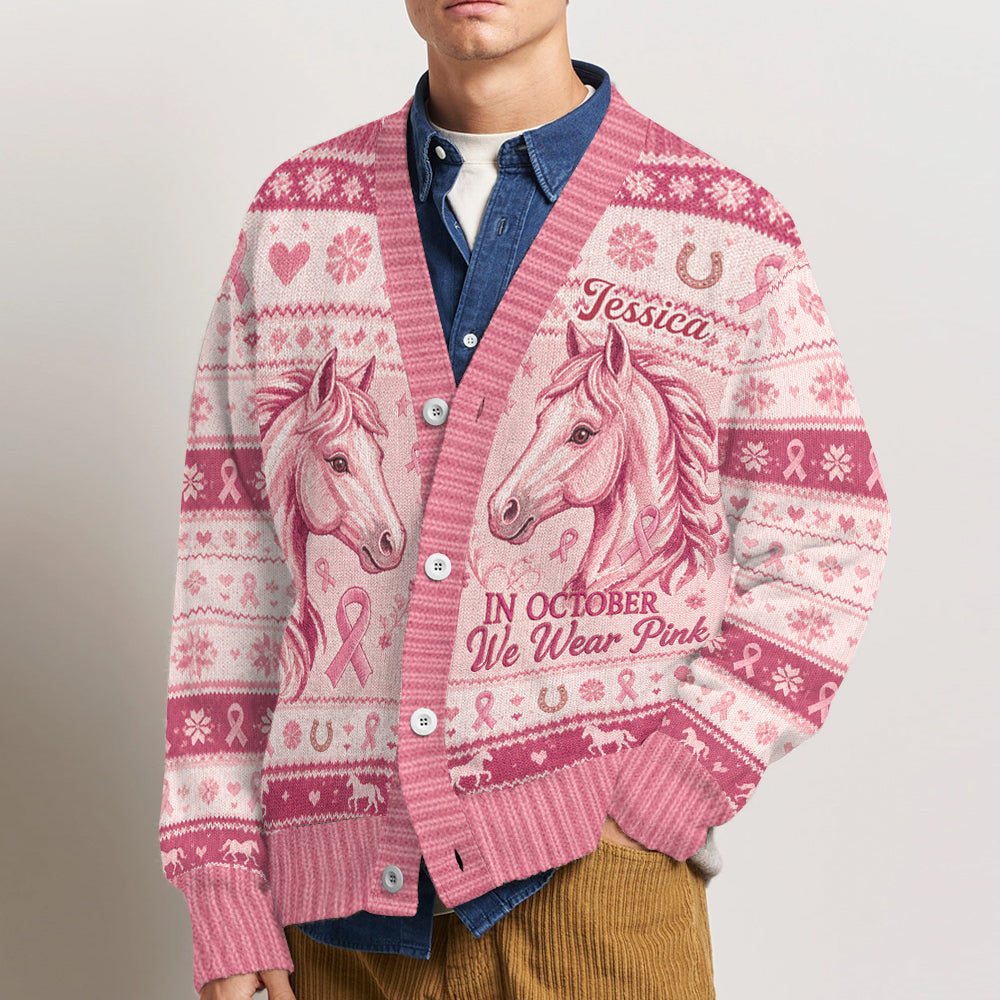 Im Oktober tragen wir Pink - Personalisierter Cardigan für Brustkrebsbewusstsein