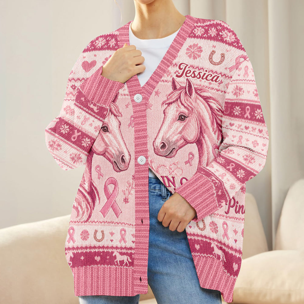 Im Oktober tragen wir Pink - Personalisierter Cardigan für Brustkrebsbewusstsein