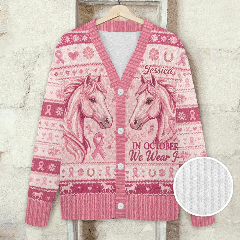 Im Oktober tragen wir Pink - Personalisierter Cardigan für Brustkrebsbewusstsein