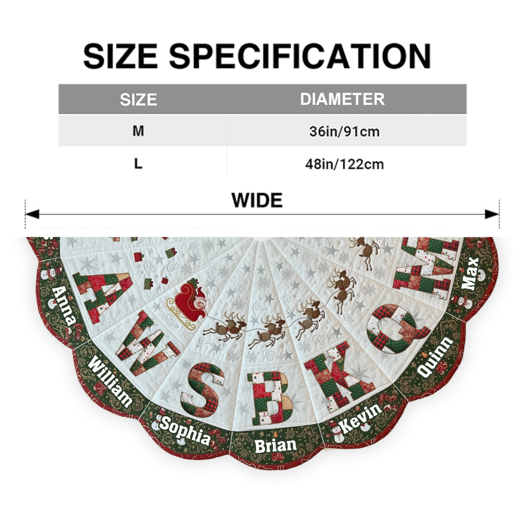 Personalized Christmas Tree Skirt, Family Initials Patch - Personalized Family Shaped Tree Skirt