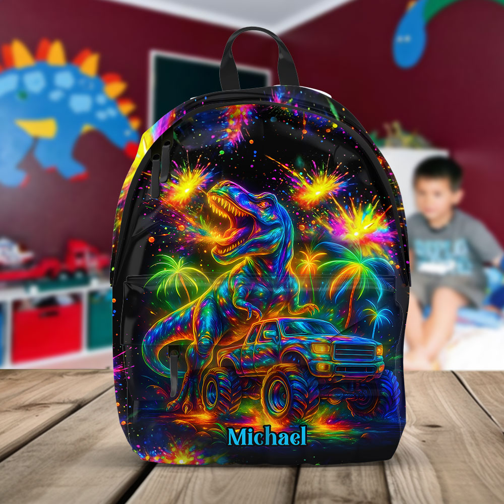 Sac à dos enfant personnalisé avec dinosaure coloré