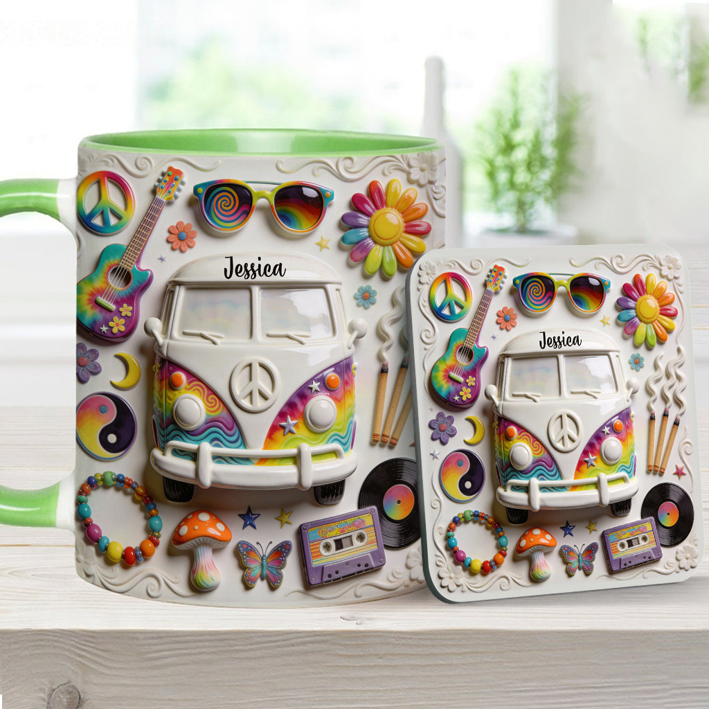 Love Hope Peace - Personalized Hippie Accent Mug & Coaster