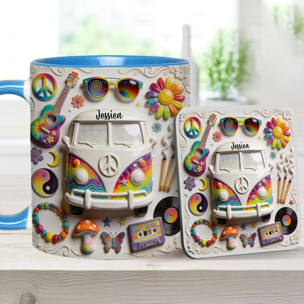 Love Hope Peace - Personalized Hippie Accent Mug & Coaster