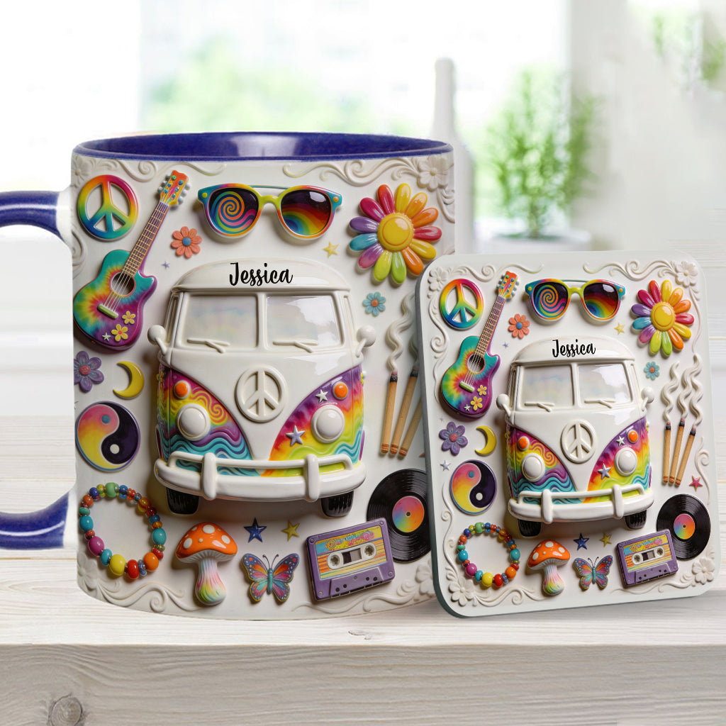Love Hope Peace - Personalized Hippie Accent Mug & Coaster