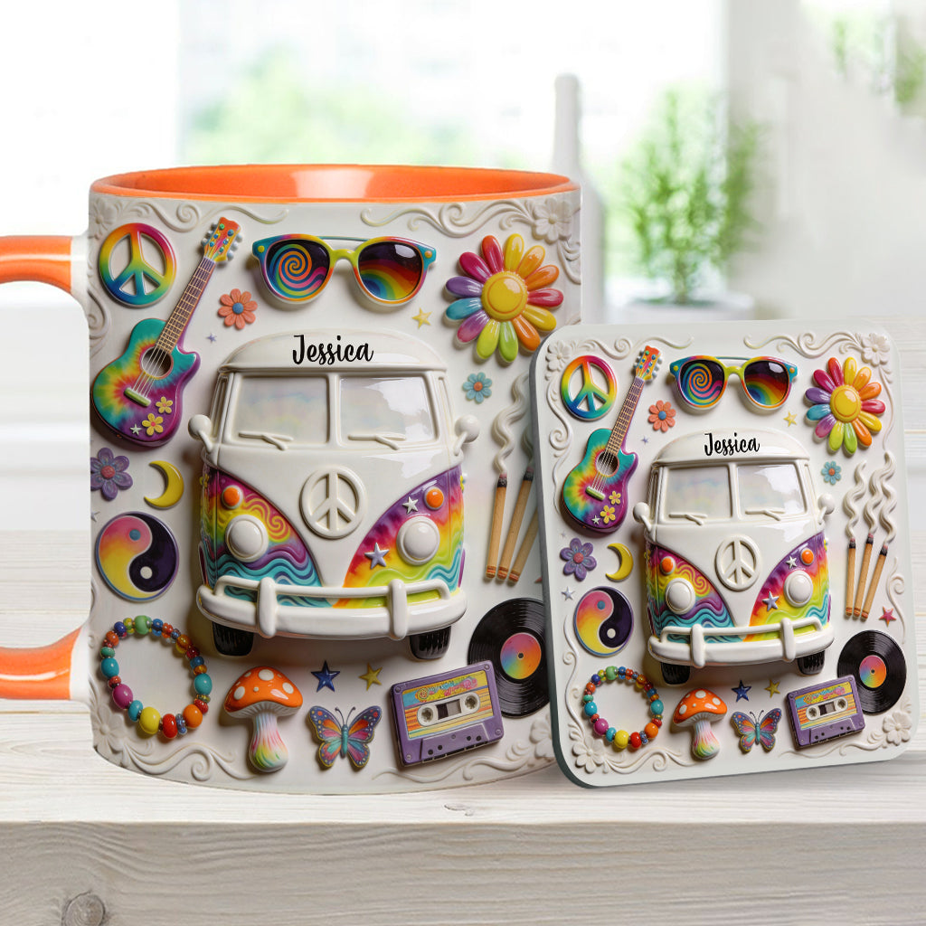 Love Hope Peace - Personalized Hippie Accent Mug & Coaster