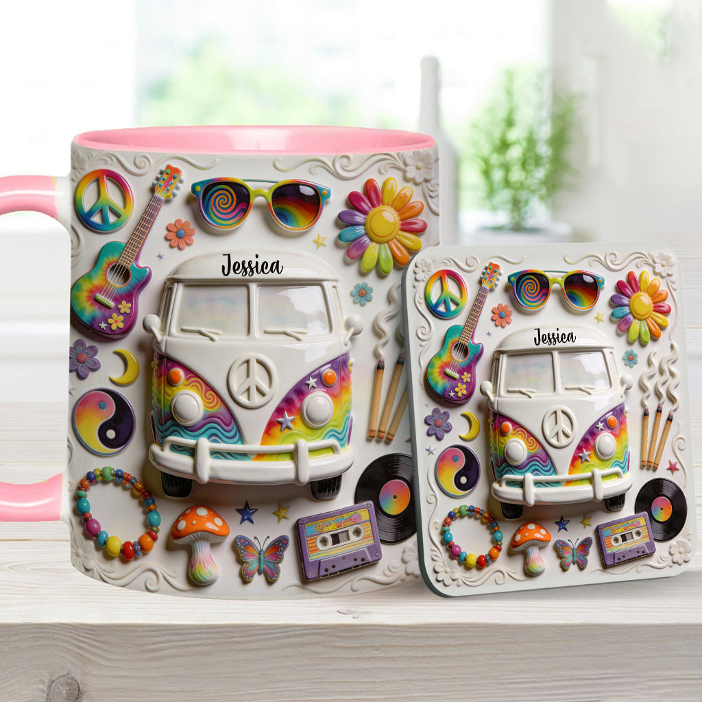 Love Hope Peace - Personalized Hippie Accent Mug & Coaster