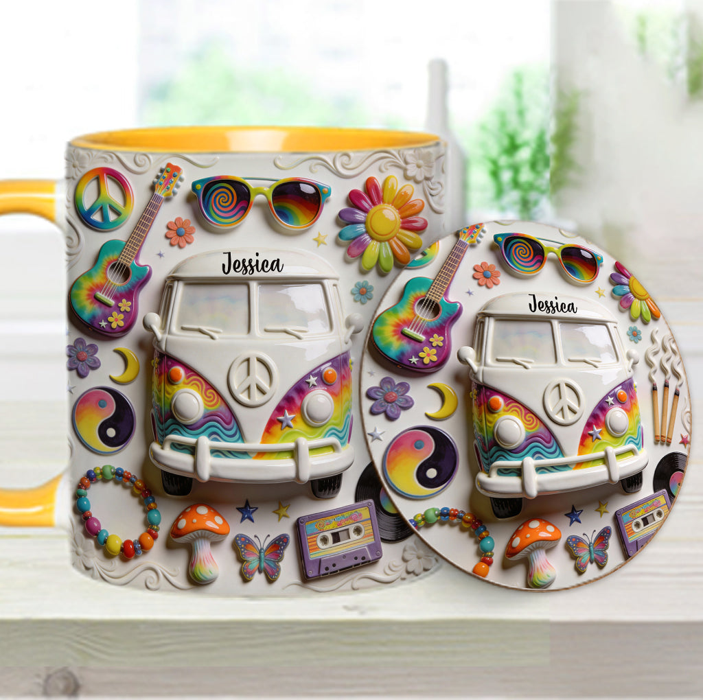 Love Hope Peace - Personalized Hippie Accent Mug & Coaster