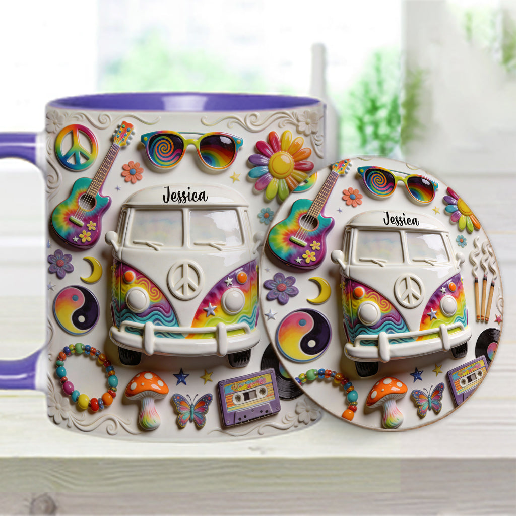 Love Hope Peace - Personalized Hippie Accent Mug & Coaster