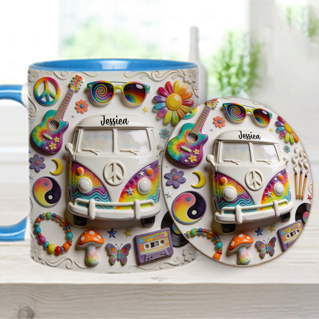 Love Hope Peace - Personalized Hippie Accent Mug & Coaster