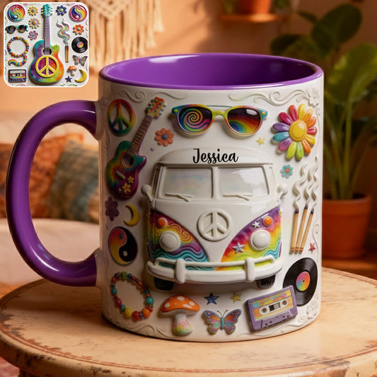 Love Hope Peace - Personalized Hippie Accent Mug & Coaster