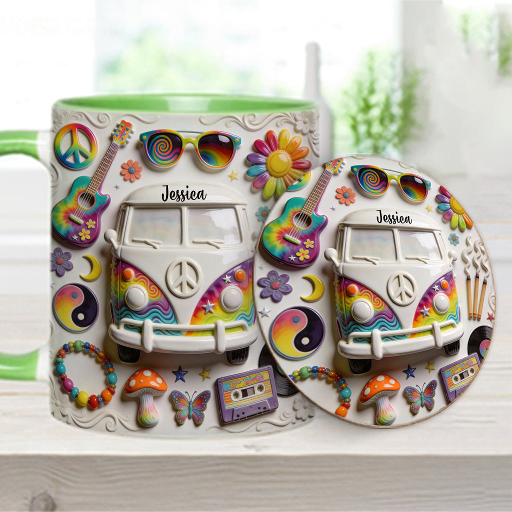 Love Hope Peace - Personalized Hippie Accent Mug & Coaster