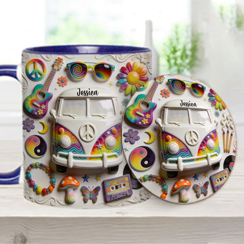 Love Hope Peace - Personalized Hippie Accent Mug & Coaster