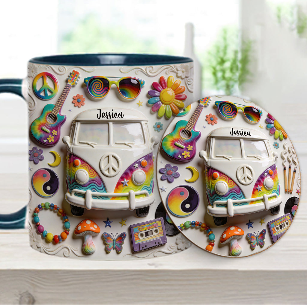 Love Hope Peace - Personalized Hippie Accent Mug & Coaster