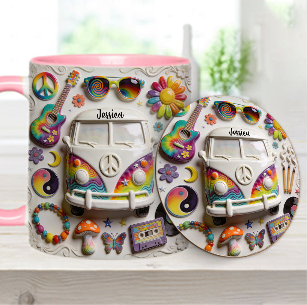 Love Hope Peace - Personalized Hippie Accent Mug & Coaster