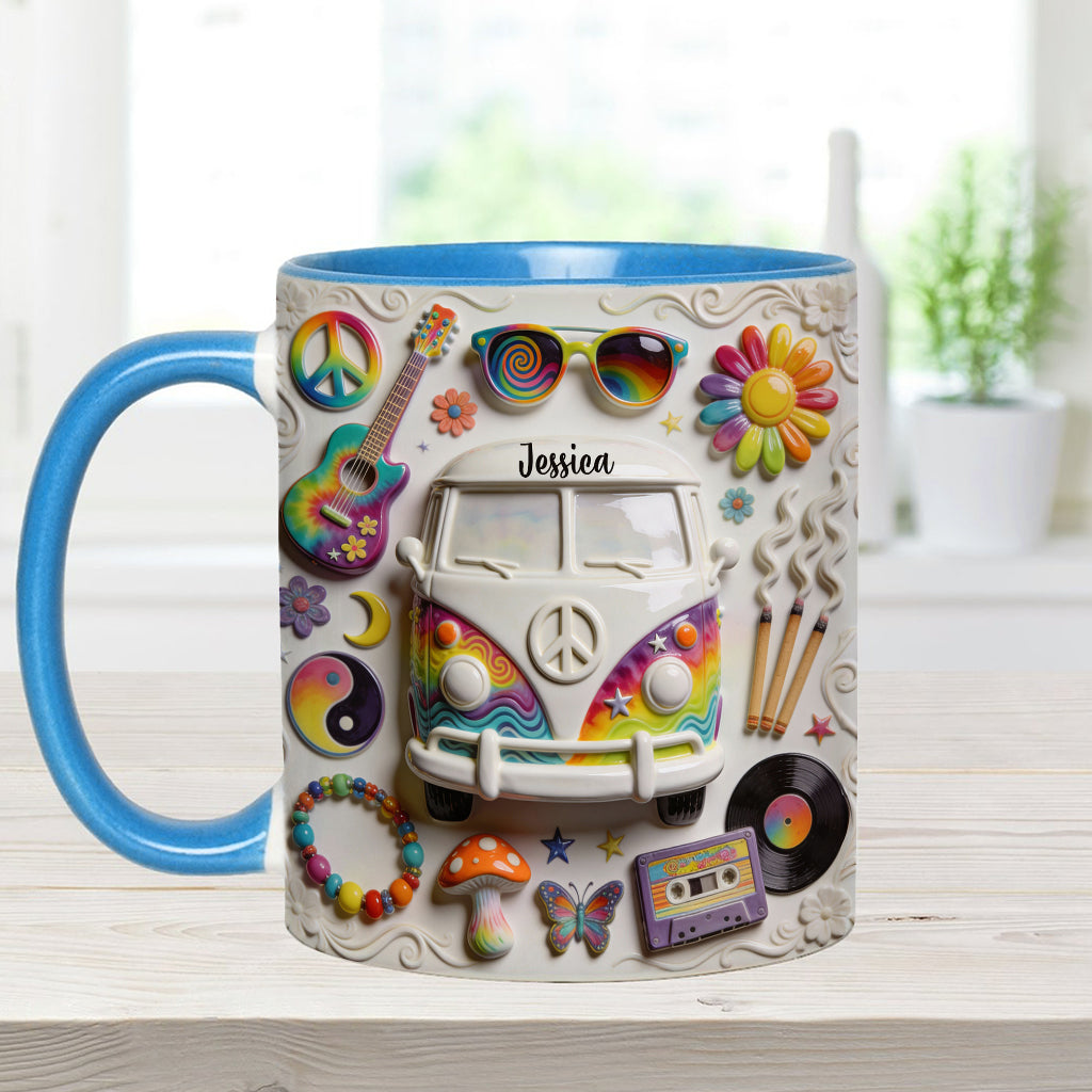 Love Hope Peace - Personalized Hippie Accent Mug & Coaster