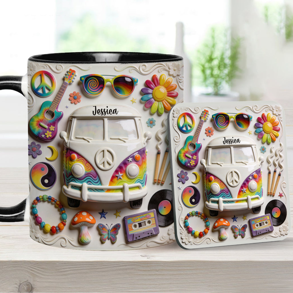 Love Hope Peace - Personalized Hippie Accent Mug & Coaster