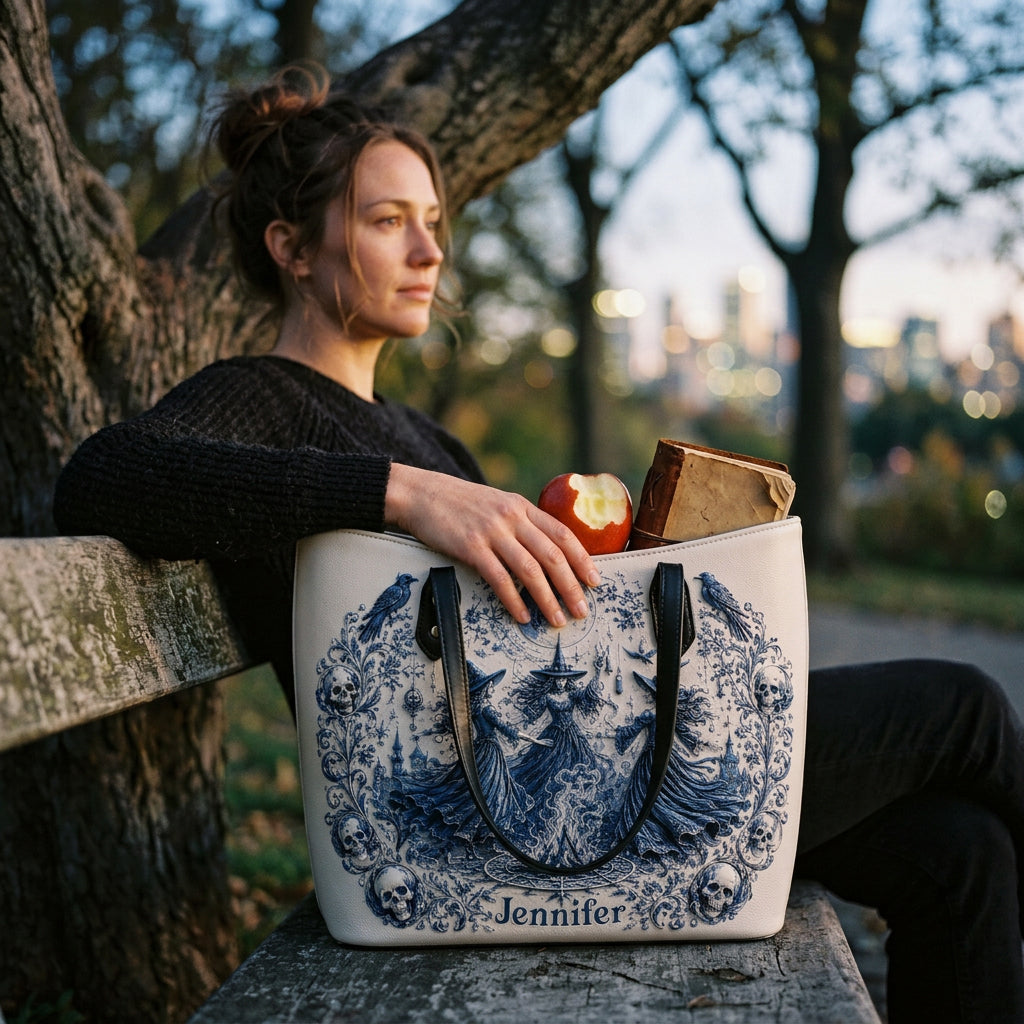Mitternachts-Coven - Personalisierte Hexen-Lederhandtasche