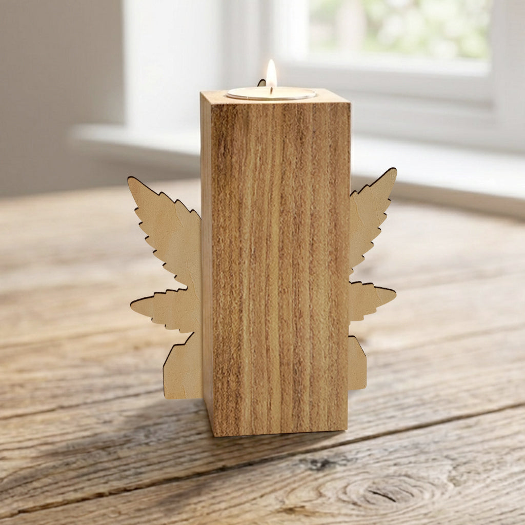 Passionné de Cannabis - Porte-bougie en Bois Personnalisé