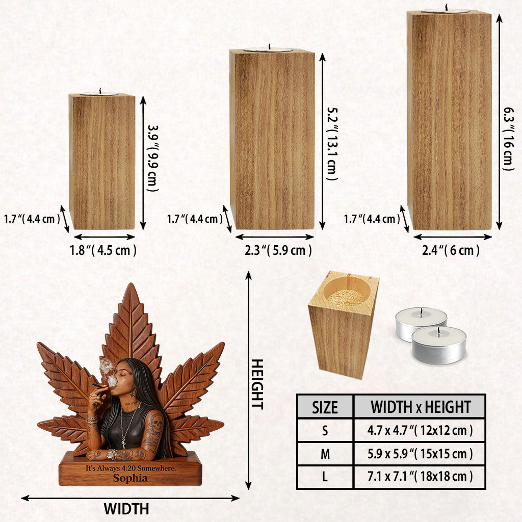Passionné de Cannabis - Porte-bougie en Bois Personnalisé