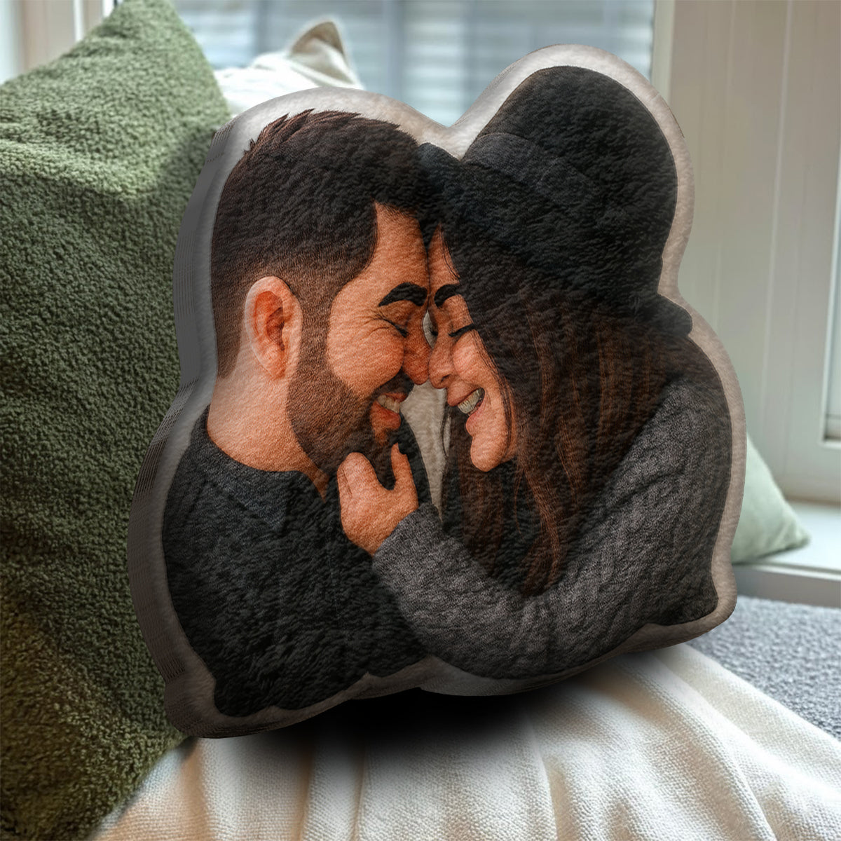 Funny Gift Cartoonish Exaggerated Mascot Style - Personalized Faux Fur Shaped Pillow