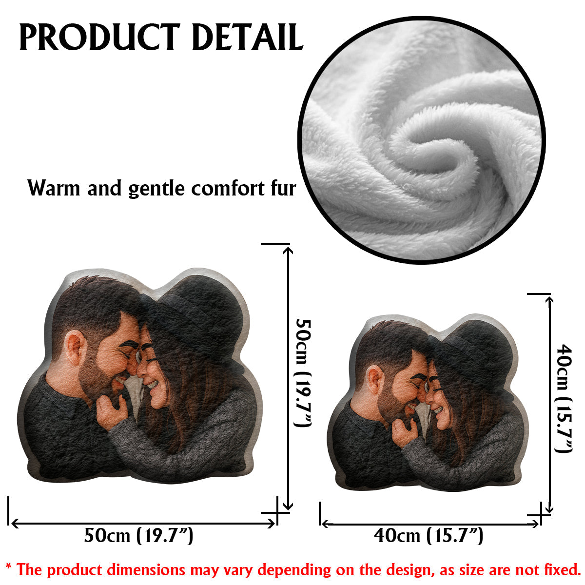 Funny Gift Cartoonish Exaggerated Mascot Style - Personalized Faux Fur Shaped Pillow